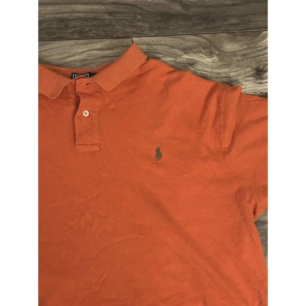 Polo Ralph Lauren Polo Shirt Mens XL‎ Orange Green Pony Vintage 592